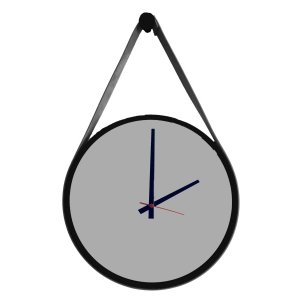 Relógio Adnet Preto Alça Preta Mostrador Cinza Matt Ponteiro Preto 30 cm