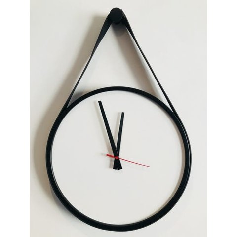 Relógio Adnet Preto Alça Preto Mostrador Branco Ponteiro Preto 30 cm