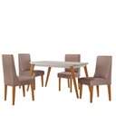 Ver imagem 2 de Mesa de Jantar Copper 120cm Tampo Mdf 4 Cadeiras Moderna Linho Capuccino/off/nat/serig. Off