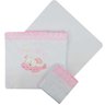 JOGO LENÇOL ALGODÃO AMERICANO URSO NUVEM BRUNO BABY REF:293 3 PEÇAS Único Branco e Rosa - 1