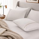 Ver imagem 1 de Jogo de Cama Queen 3PÇS Noah Branco c/Filete Caramelo Karsten