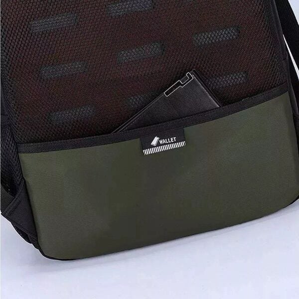 Mochila Notebook Preta Cabo de Aço USB Fone Impermeável - Verde escuro - 7