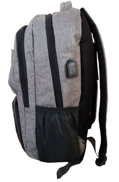 Mochila Masculina Feminina Notebook 15.6 Saída USB Com Carregador - Cinza escuro - 5