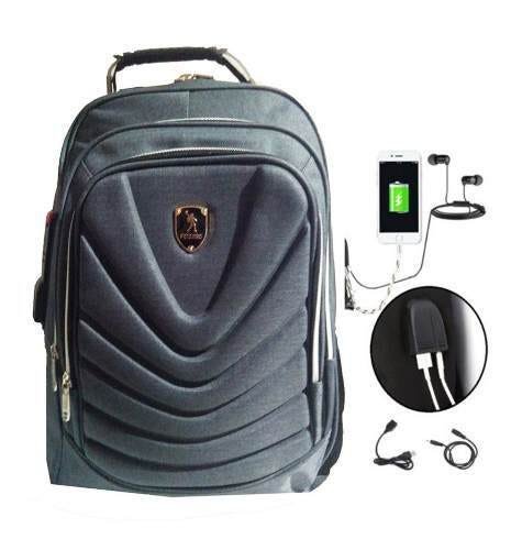 Mochila Usb Cabo De Aço Masculina Escolar Executiva Notebook - Cinza - 1