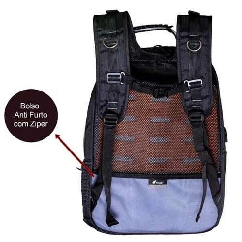 Mochila Usb Cabo De Aço Masculina Escolar Executiva Notebook - Cinza - 3