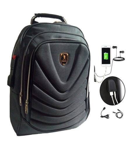 Mochila Usb Cabo De Aço Masculina Escolar Executiva Notebook - Cinza - 5