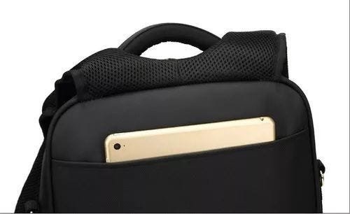 Mochila Feminina Masculina Bolsa Notebook com Alça Tiracolo Laptop - Preto - 5