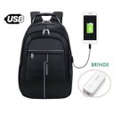 Ver imagem 1 de Mochila USB Notebook Cabo de Aço Executiva Preta Impermeável Com Power Bank - Preto