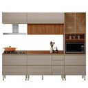 Ver imagem 1 de Cozinha Modulada Proença 5 Peças com Aéreo 120cm Ripado Nogueira Touch-nude Prime Tx - Demartêz