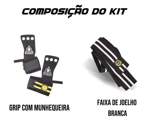 Kit Proteção Cross Training Agachamento + Pull Up: Grip com Munhequeira + Faixa de Joelho Branca - P - 2