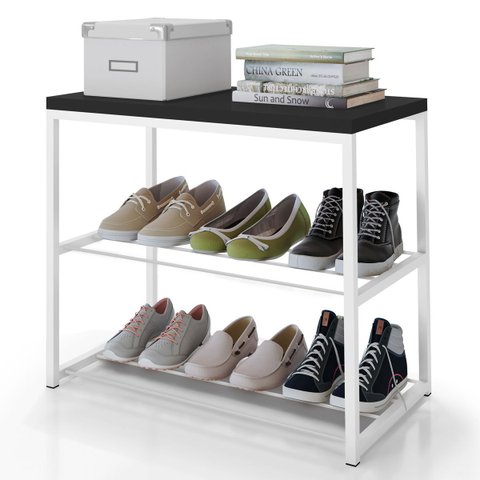 Banco Sapateira para Organizar Calçados com Tampo em Mdp e Aço Aramado