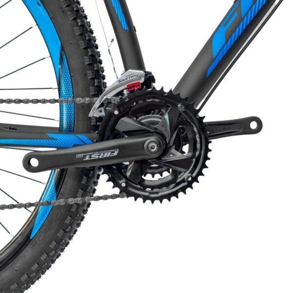 Bicicleta Aro 29 Alumínio First 24v Cambio Shimano T19 Cores Cor:Preto/Azul;Tamanho:19 - 4