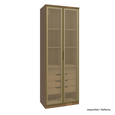 Guarda Roupa Modulado 02 Porta de Vidro 245cm com Colmeia Setiba