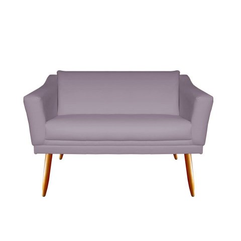 Namoradeira Decorativa Agatha Suede Rosê 2 Lugares Pés Madeira Mz Decor