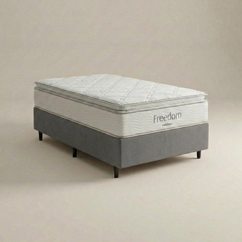 Conjunto Solteiro Box + Colchão Freedom Ortobom Espuma Viscoelástica 88x188