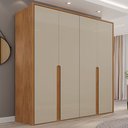 Ver imagem 1 de Guarda-Roupa 4 Portas 3 Gavetas 100% MDF Lizz Off White/Cedro