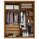 Ver imagem 4 de Guarda-Roupa 4 Portas 3 Gavetas 100% MDF Lizz Off White/Cedro