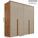 Ver imagem 3 de Guarda-Roupa 4 Portas 3 Gavetas 100% MDF Lizz Off White/Cedro