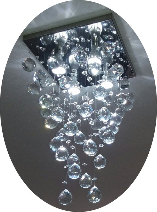 Lustre de cristal para sala de jantar estar com 04 lâmpadas 50cm de altura - 1