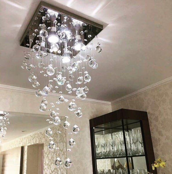 Lustre de cristal para sala de jantar estar com 04 lâmpadas 50cm de altura