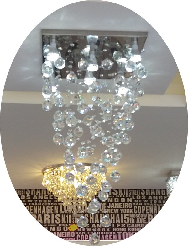 Lustre de cristal para sala de jantar estar com 04 lâmpadas 50cm de altura - 2