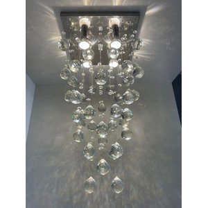 Lustre de Cristal para Sala de Jantar Estar, Hall de Entrada com 04 Lâmpadas 50cm de Altura