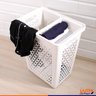 Cesto de Roupas com Tampa 55 Litros com Cesto Para Prendedores Multiuso - Uz - Branco - 3
