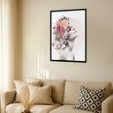 Ver imagem 2 de Quadro Decorativo Surrealismo Mulher Flor Borboleta 70x50cm:moldura Branca