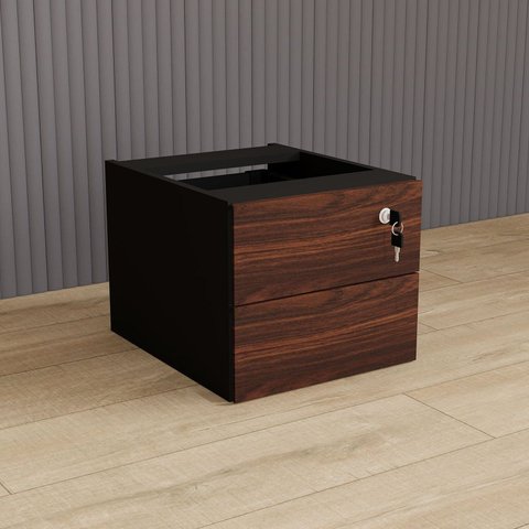 Gaveteiro Suspenso 33cm x 40cm 2 Gavetas com Chave para Mesa Escrivaninha de Escritório Corporate Marrom/Louro Preto
