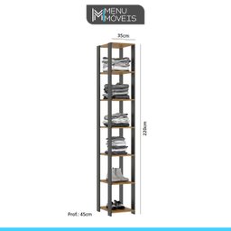 Guarda Roupa Casal Closet Aberto Bacco Estilo Industrial 1 Porta 4 Gavetas MDP Carvalho Cinza - MENU - 3