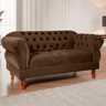 Namoradeira Chesterfield Elisabeth 2 Lugares Via Encanto Veludo Marrom - 2