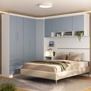 Ver imagem 1 de Quarto Modulado Casal de Canto com Guarda-roupas Maleiro e Cabeceira Alpes Master Luciane Móveis