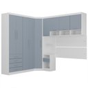 Ver imagem 2 de Quarto Modulado Casal de Canto com Guarda-roupas Maleiro e Cabeceira Alpes Master Luciane Móveis