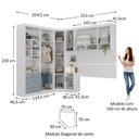 Ver imagem 3 de Quarto Modulado Casal de Canto com Guarda-roupas Maleiro e Cabeceira Alpes Master Luciane Móveis