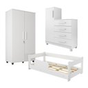 Ver imagem 1 de Conjunto Quarto Infantil Cama Baby com Colchão e Grade + Roupeiro Ouro + Cômoda Versátil - Branco