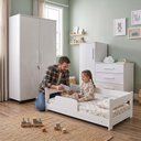 Ver imagem 6 de Conjunto Quarto Infantil Cama Baby com Colchão e Grade + Roupeiro Ouro + Cômoda Versátil - Branco