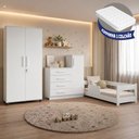 Ver imagem 3 de Conjunto Quarto Infantil Cama Baby com Colchão e Grade + Roupeiro Ouro + Cômoda Versátil - Branco