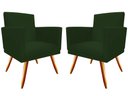 Ver imagem 1 de Kit 2 Poltronas Decorativa Nina Suede Verde Pés Madeira Mz Decor