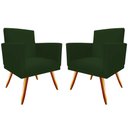 Ver imagem 1 de Kit 2 Poltronas Decorativa Nina Suede Verde Pés Madeira Mz Decor