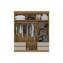 Ver imagem 2 de Guarda Roupa Solteiro 6 Portas (2 C- Espelho) e 4 Gavetaszeus Amêndoa - Lopas