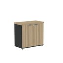 Ver imagem 3 de Armário Baixo para Escritório com 2 Portas Pivotantes PE40 Cinza/Preto/Noce Marromle