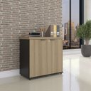 Ver imagem 1 de Armário Baixo para Escritório com 2 Portas Pivotantes PE40 Cinza/Preto/Noce Marromle