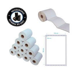 10 Rolos Etiquetas Couche 100x150 10x15 Adesiva 30m Branca - 2