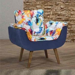 Poltrona Orquídea - Azul - Estampado