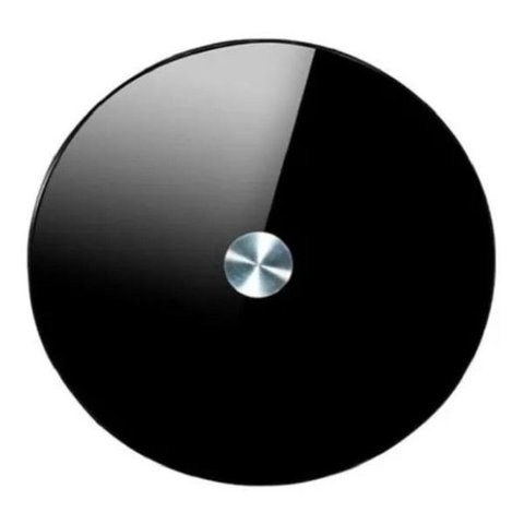 Prato giratório centro de mesa em vidro preto e inox 70cm