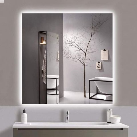 Espelho Lapidado Bisotê Iluminado com LED Frio - 90x90cm
