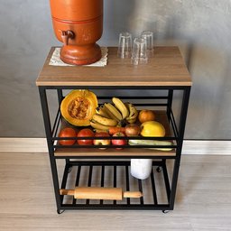 Fruteira de Chão Estante Organizadora Ferro e Mdf - 2