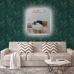 Espelho lapidado bisotê Iluminado com LED frio - 100x100cm - 3