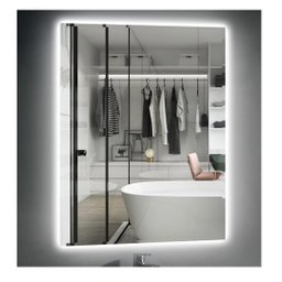 Espelho Lapidado Bisotê Iluminado com Led Frio com Suporte na Vertical - 50x100cm - 4 Espelho Lapidado Bisotê Iluminado com Led Frio com Suporte na Vertical - 50x100cm - 4