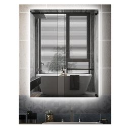 Espelho Lapidado Bisotê Iluminado com Led Frio com Suporte na Vertical - 50x100cm - 5 Espelho Lapidado Bisotê Iluminado com Led Frio com Suporte na Vertical - 50x100cm - 5